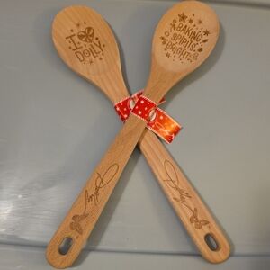 (J64) Dolly Parton Wooden Cooking Utensils Set Of 2